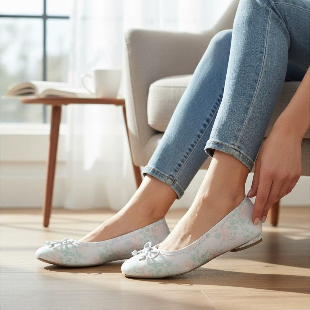 Vionic Callisto Womens Floral/Botanical Leather Flats Size 7 Pale Blue Orthaheel - Picture 4 of 15
